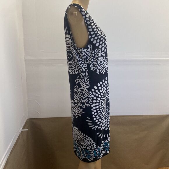 TATIANA B Women’s Size L Black White Embroidered Beaded Sleeveless Retro Dress - Picture 4 of 13